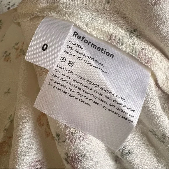 REFORMATION Emmaline Yellow Floral Print Smocked Mini Dress 0‎ - Picture 7 of 9